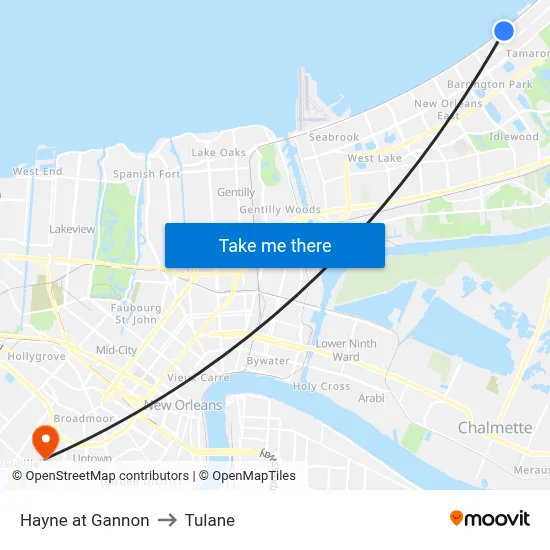 Hayne at Gannon to Tulane map