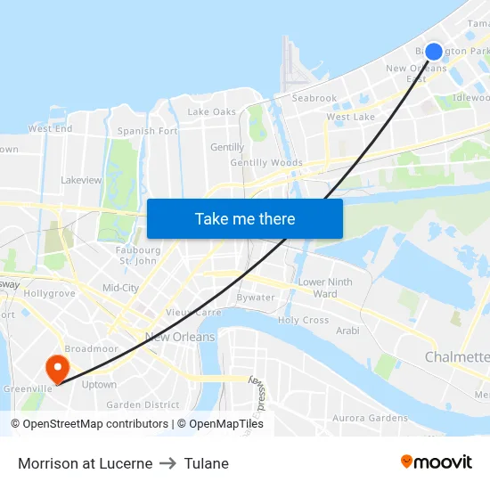 Morrison at Lucerne to Tulane map