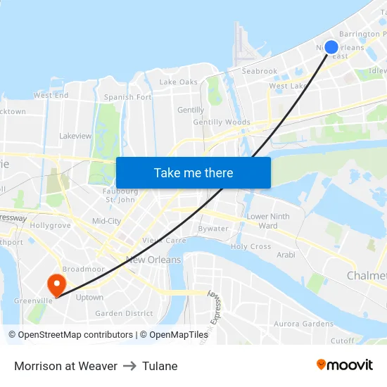 Morrison at Weaver to Tulane map