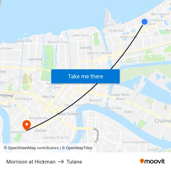 Morrison at Hickman to Tulane map