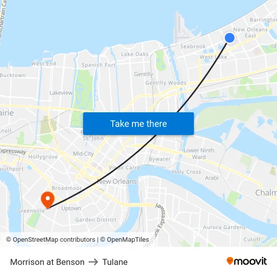 Morrison at Benson to Tulane map