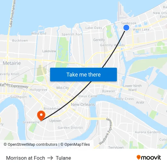 Morrison at Foch to Tulane map