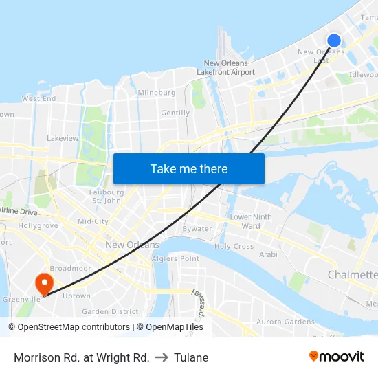 Morrison Rd. at Wright Rd. to Tulane map