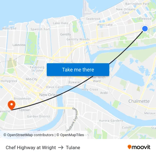 Chef Highway at Wright to Tulane map