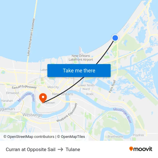 Curran at Opposite Sail to Tulane map