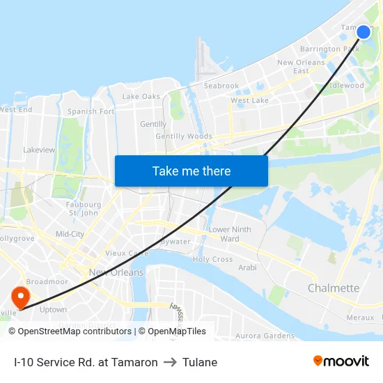I-10 Service Rd. at Tamaron to Tulane map