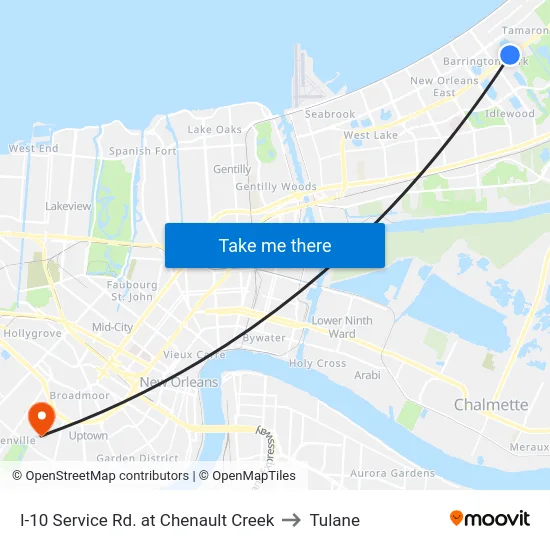 I-10 Service Rd. at Chenault Creek to Tulane map
