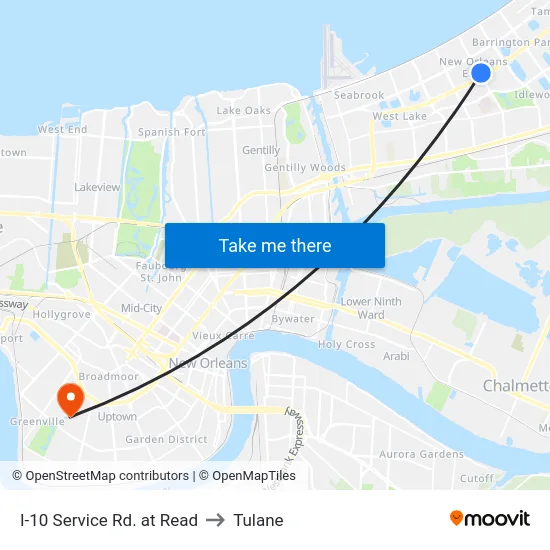 I-10 Service Rd. at Read to Tulane map