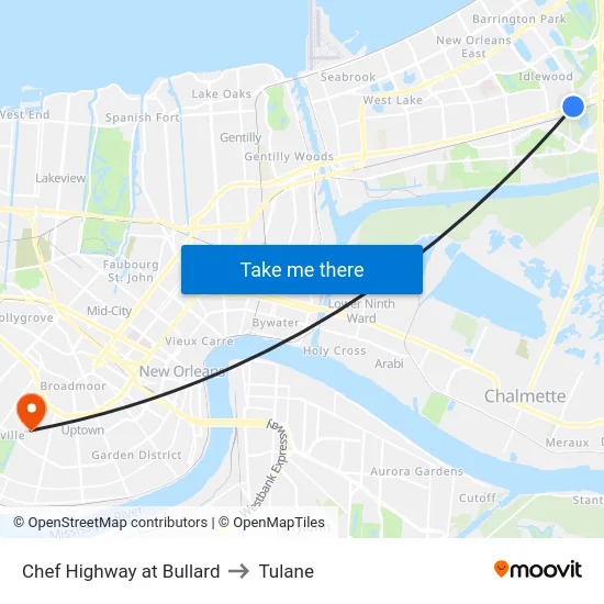 Chef Highway at Bullard to Tulane map