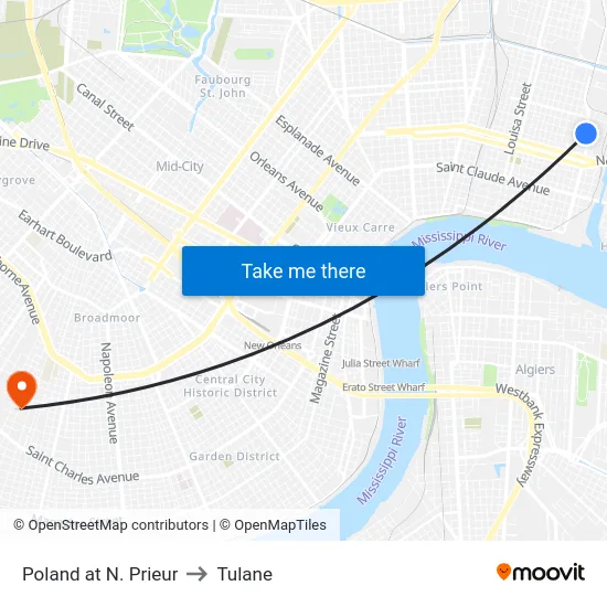 Poland at N. Prieur to Tulane map