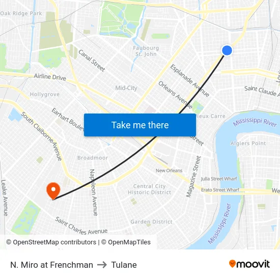 N. Miro at Frenchman to Tulane map