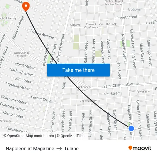 Napoleon at Magazine to Tulane map