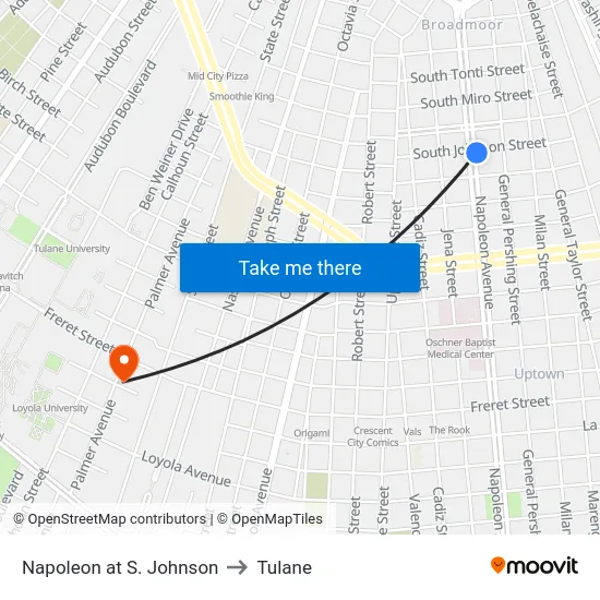 Napoleon at S. Johnson to Tulane map
