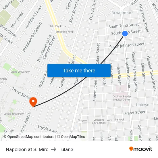 Napoleon at S. Miro to Tulane map