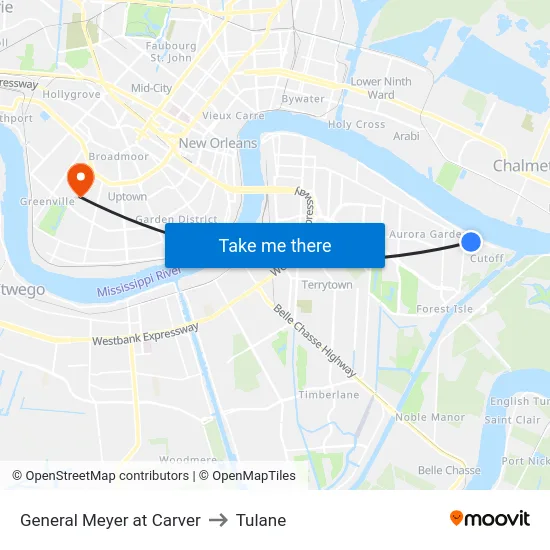 General Meyer at Carver to Tulane map