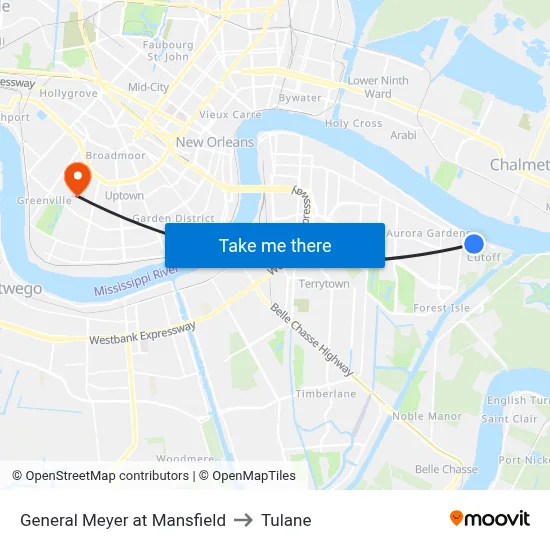 General Meyer at Mansfield to Tulane map