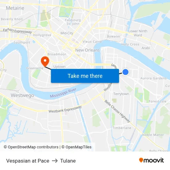 Vespasian at Pace to Tulane map