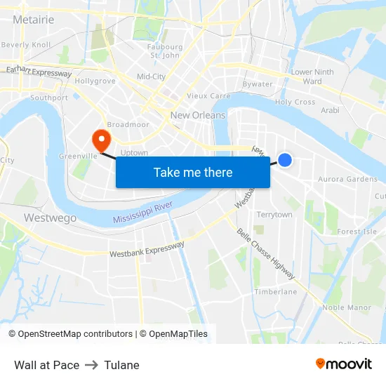 Wall at Pace to Tulane map