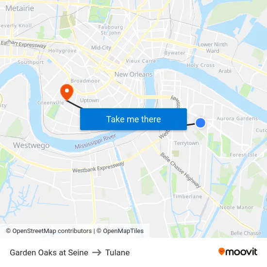 Garden Oaks at Seine to Tulane map