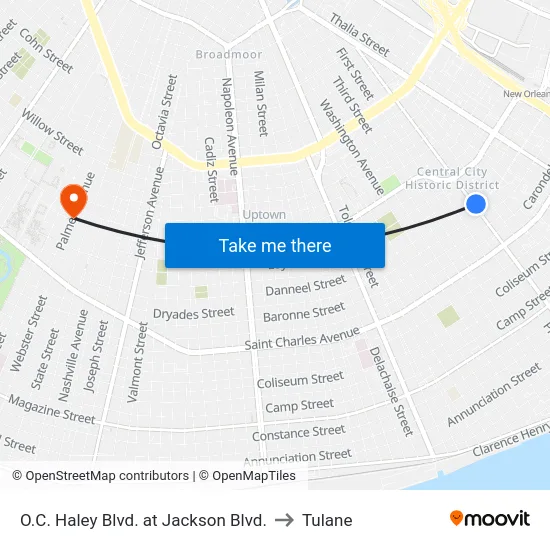 O.C. Haley Blvd. at Jackson Blvd. to Tulane map