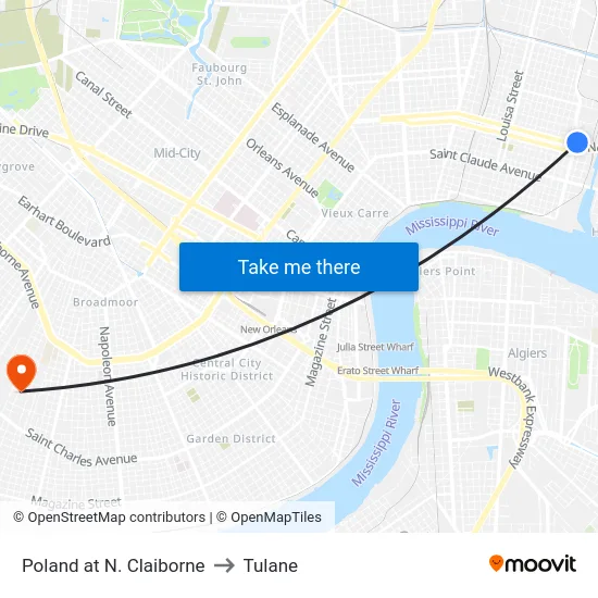 Poland at N. Claiborne to Tulane map