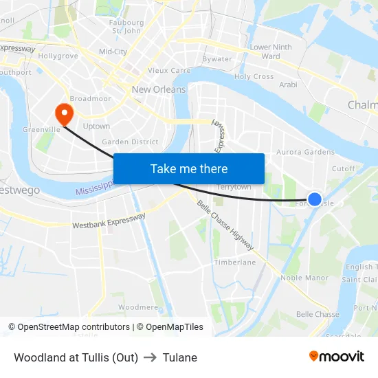 Woodland at Tullis (Out) to Tulane map