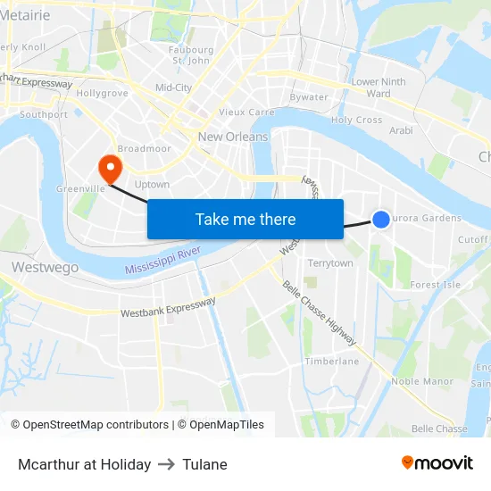 Mcarthur at Holiday to Tulane map