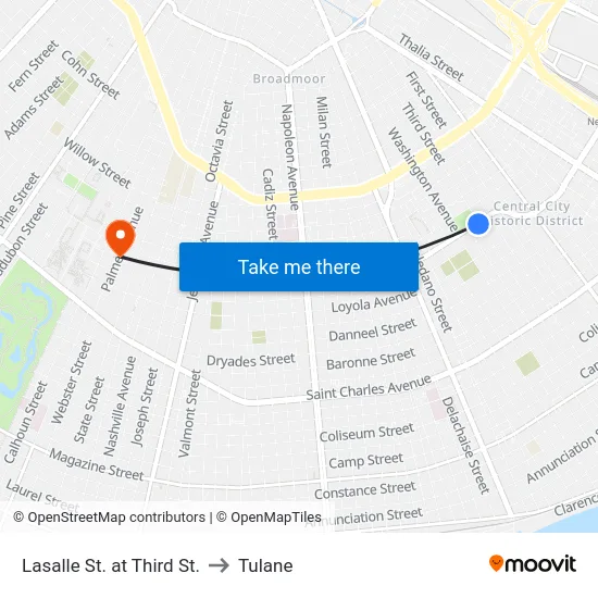 Lasalle St. at Third St. to Tulane map