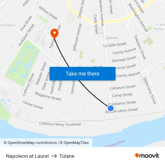 Napoleon at Laurel to Tulane map