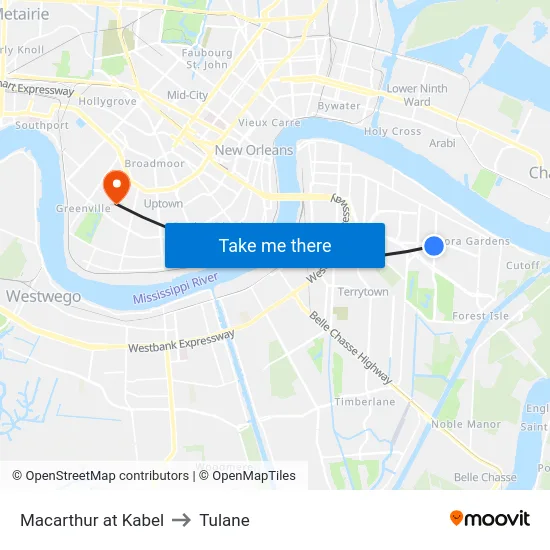 Macarthur at Kabel to Tulane map