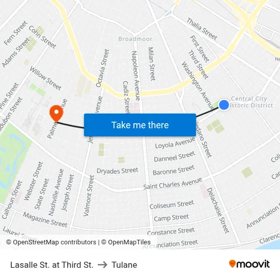 Lasalle St. at Third St. to Tulane map