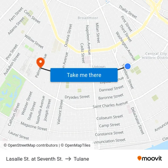 Lasalle St. at Seventh St. to Tulane map