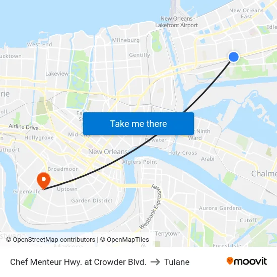 Chef Menteur Hwy. at Crowder Blvd. to Tulane map