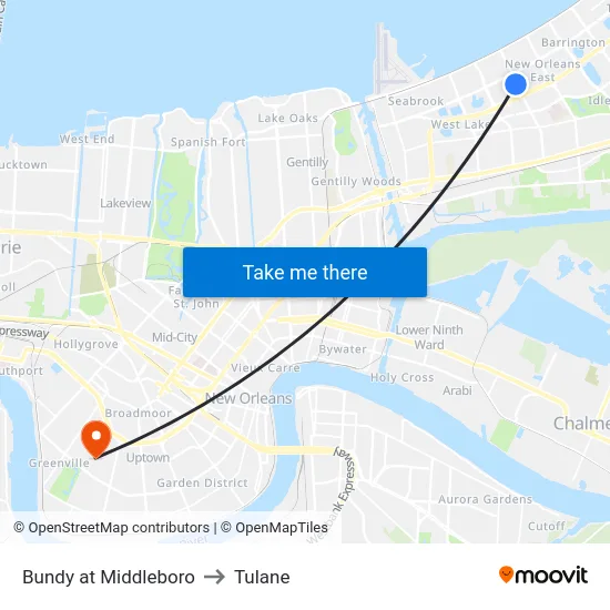 Bundy at Middleboro to Tulane map