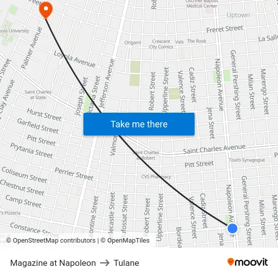 Magazine at Napoleon to Tulane map