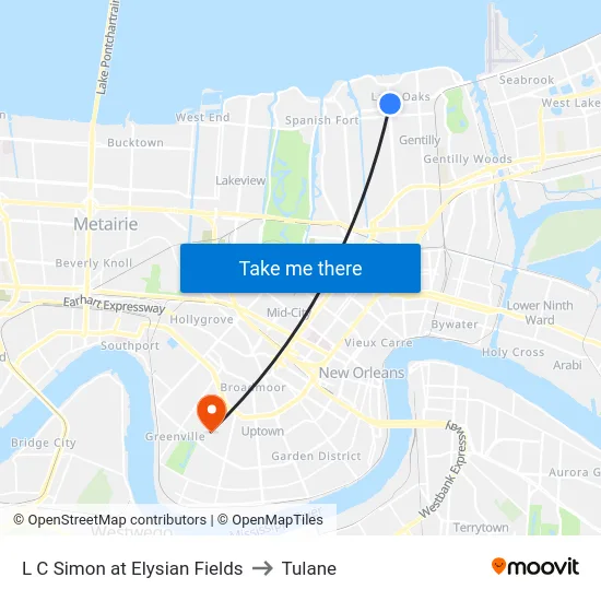 L C Simon at Elysian Fields to Tulane map