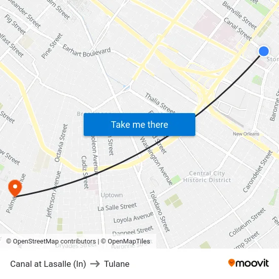 Canal at Lasalle (In) to Tulane map