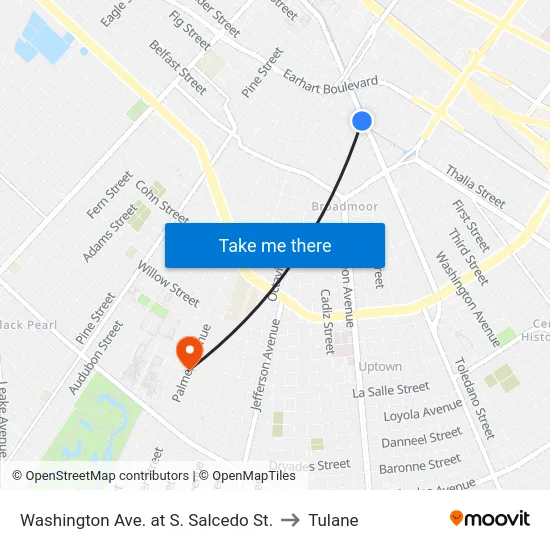 Washington Ave. at S. Salcedo St. to Tulane map