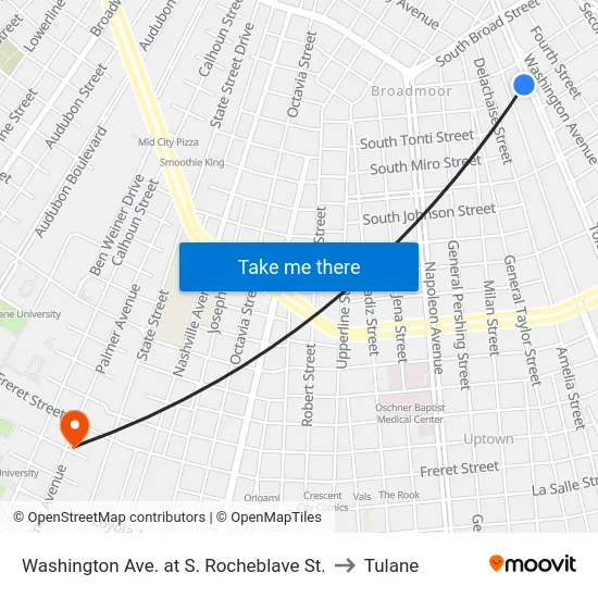 Washington Ave. at S. Rocheblave St. to Tulane map