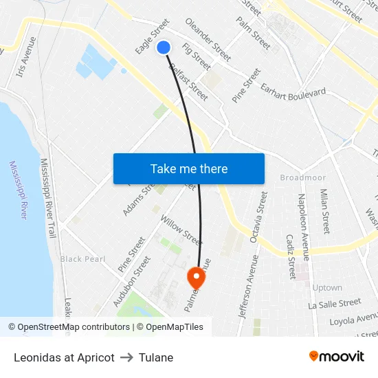 Leonidas at Apricot to Tulane map