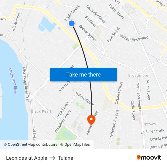 Leonidas at Apple to Tulane map