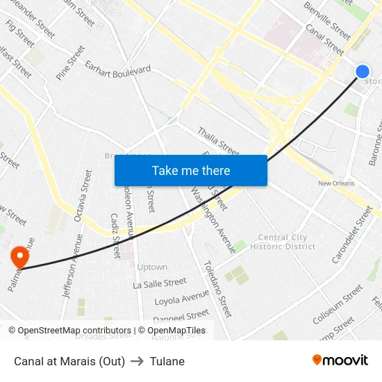 Canal at Marais (Out) to Tulane map