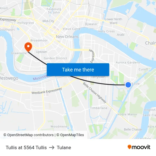 Tullis at 5564 Tullis to Tulane map