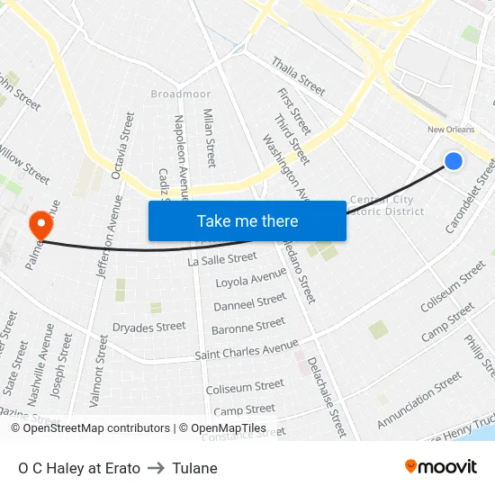 O C Haley at Erato to Tulane map