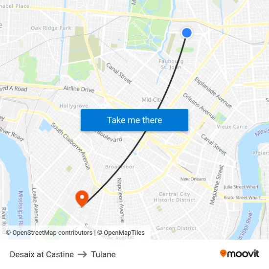 Desaix at Castine to Tulane map