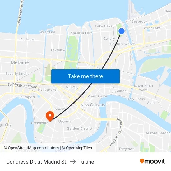Congress Dr. at Madrid St. to Tulane map
