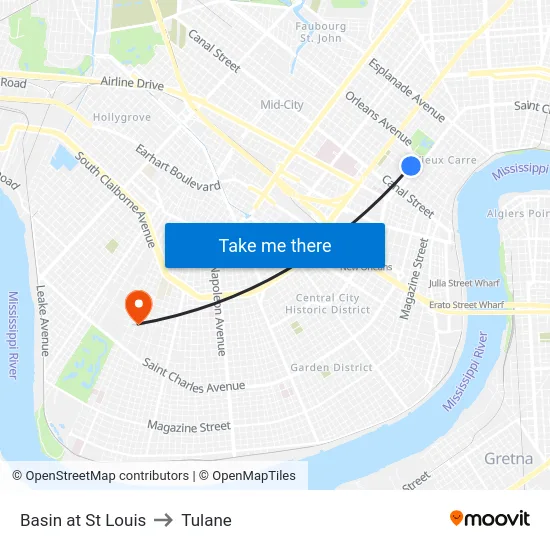 Basin at St Louis to Tulane map