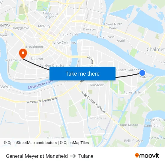 General Meyer at Mansfield to Tulane map