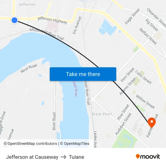 Jefferson at Causeway to Tulane map