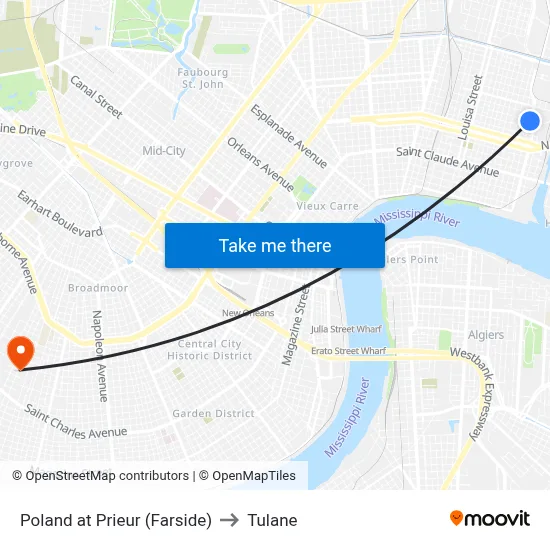 Poland at Prieur (Farside) to Tulane map